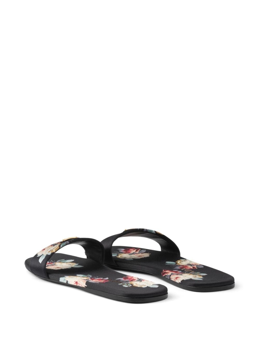 floral-print satin slides - 3