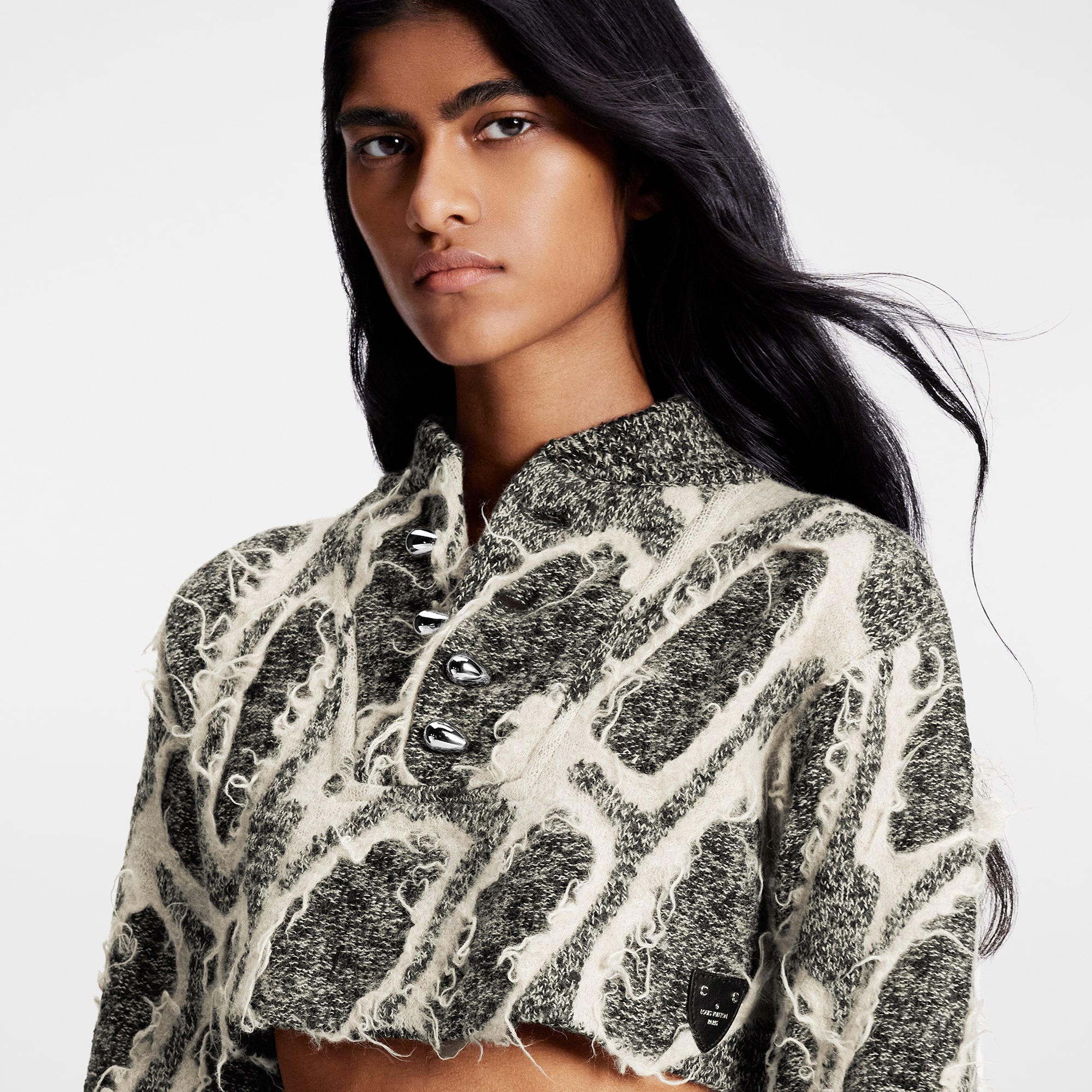 Fray Knit Cropped Pullover - 4