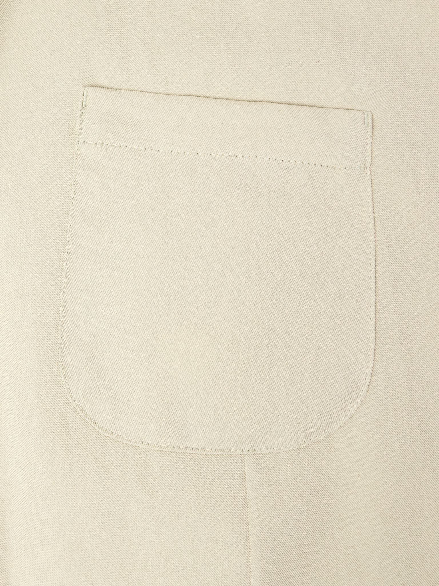 Oversized Cotton and Wool-Blend Gabardine Blazer Cream - 5