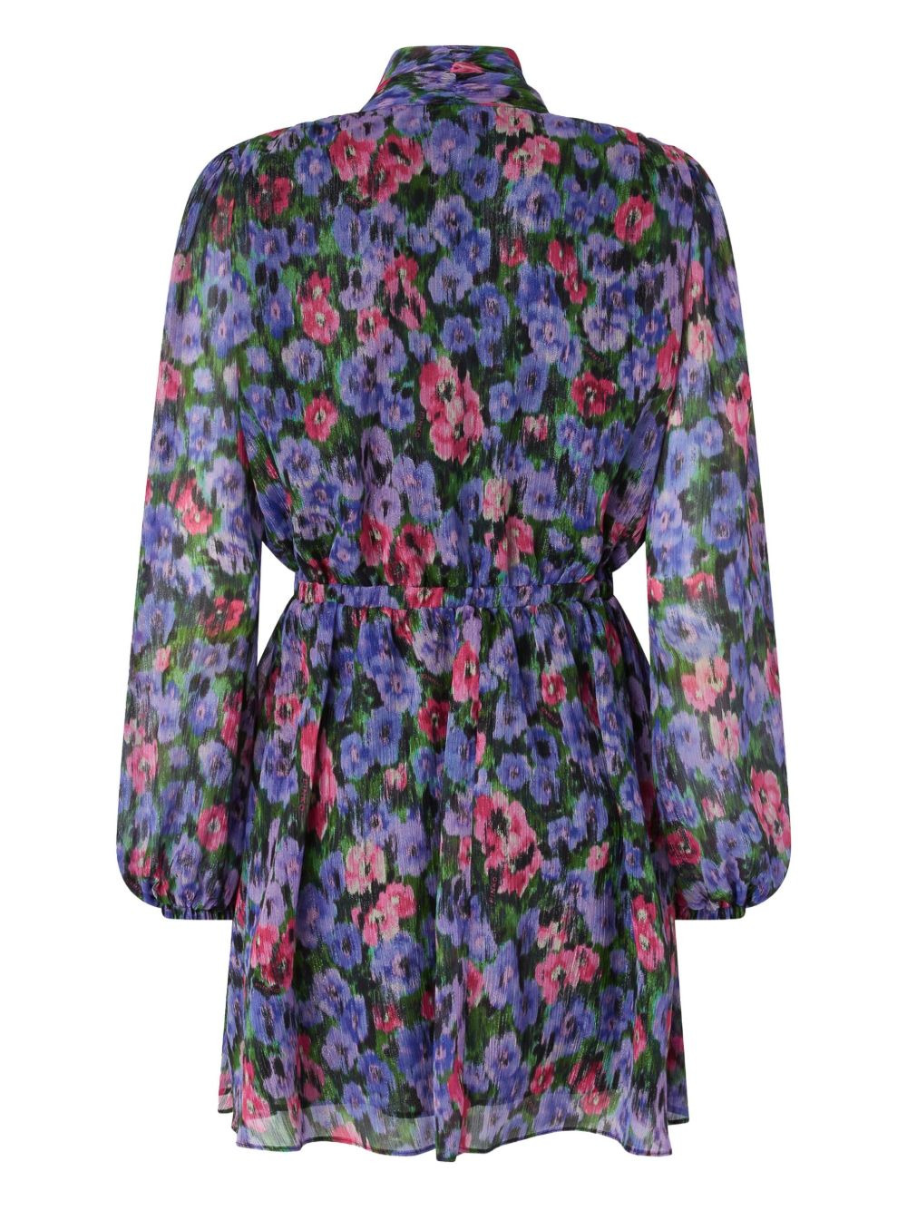 floral-print tie-neck mini dress - 2