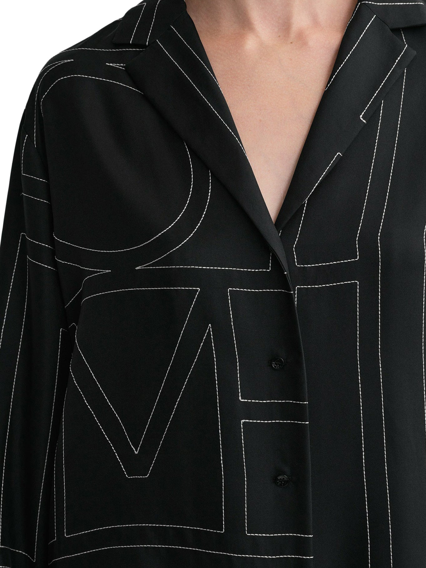 MONOGRAM SILK PJ TOP BLOUSE - 6
