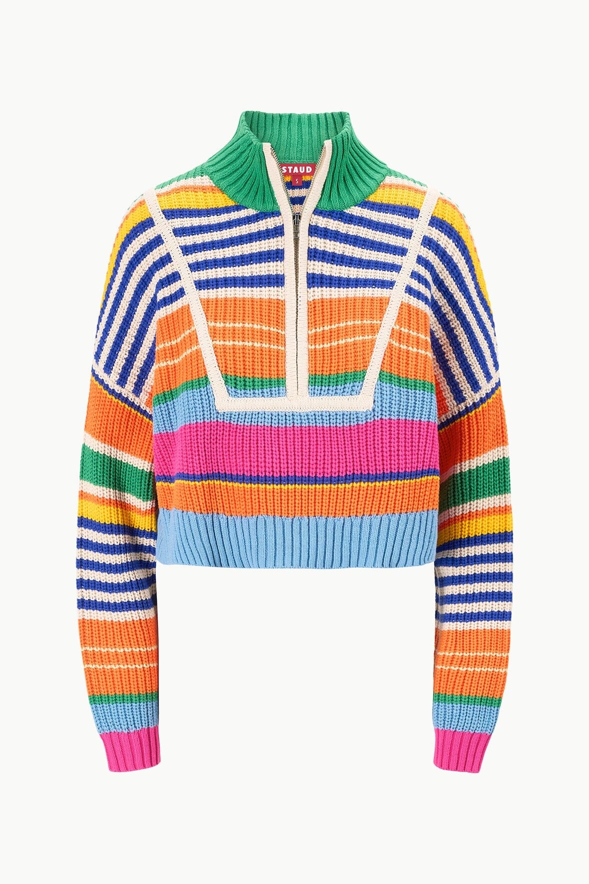 STAUD CROPPED HAMPTON SWEATER MULTI BAYADERE STRIPE - 1