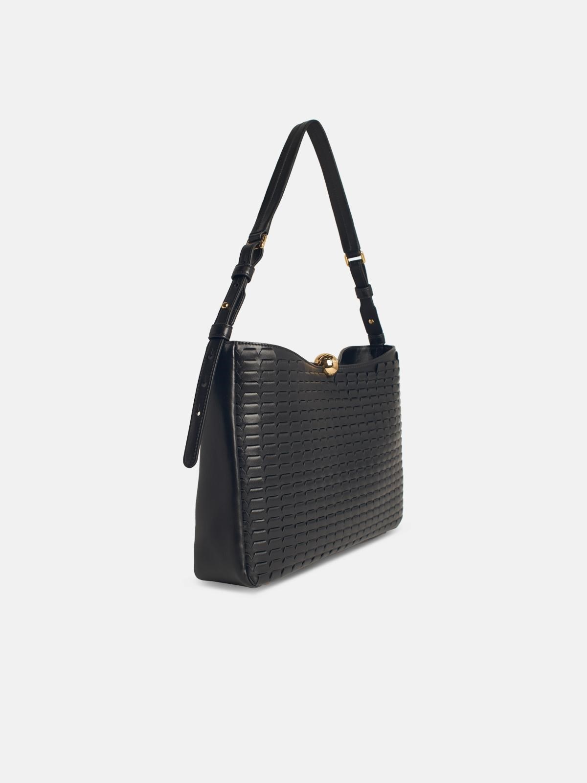 LARGE 'SFERA SOFT' BLACK LEATHER BAG - 2