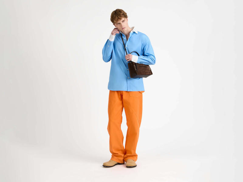 CONTRAST COLLAR DRESS SHIRT IN CORNFLOWER BLUE 4