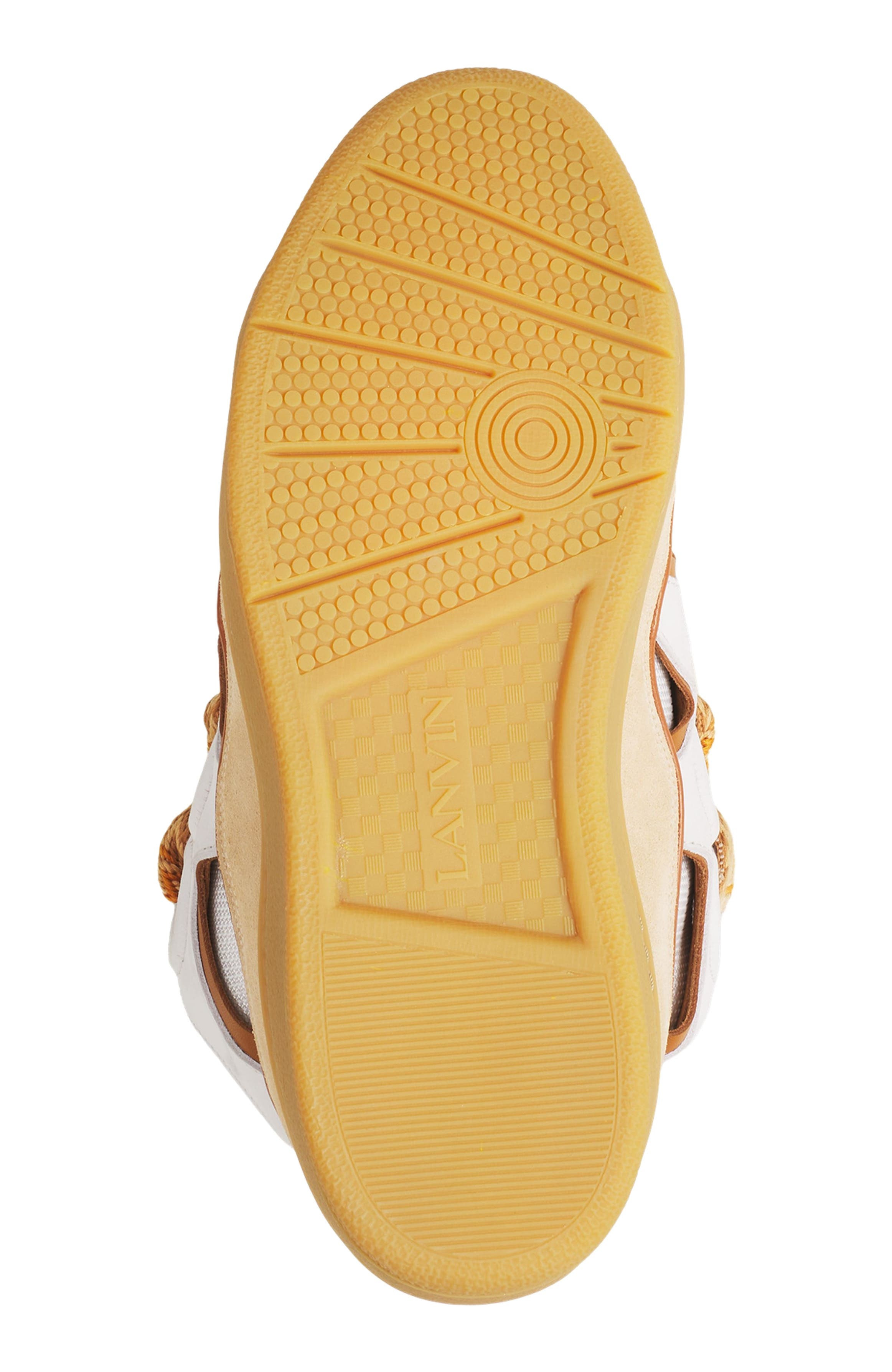 Lanvin Curb Leather Sneakers in Optic White/honey at Nordstrom - 6