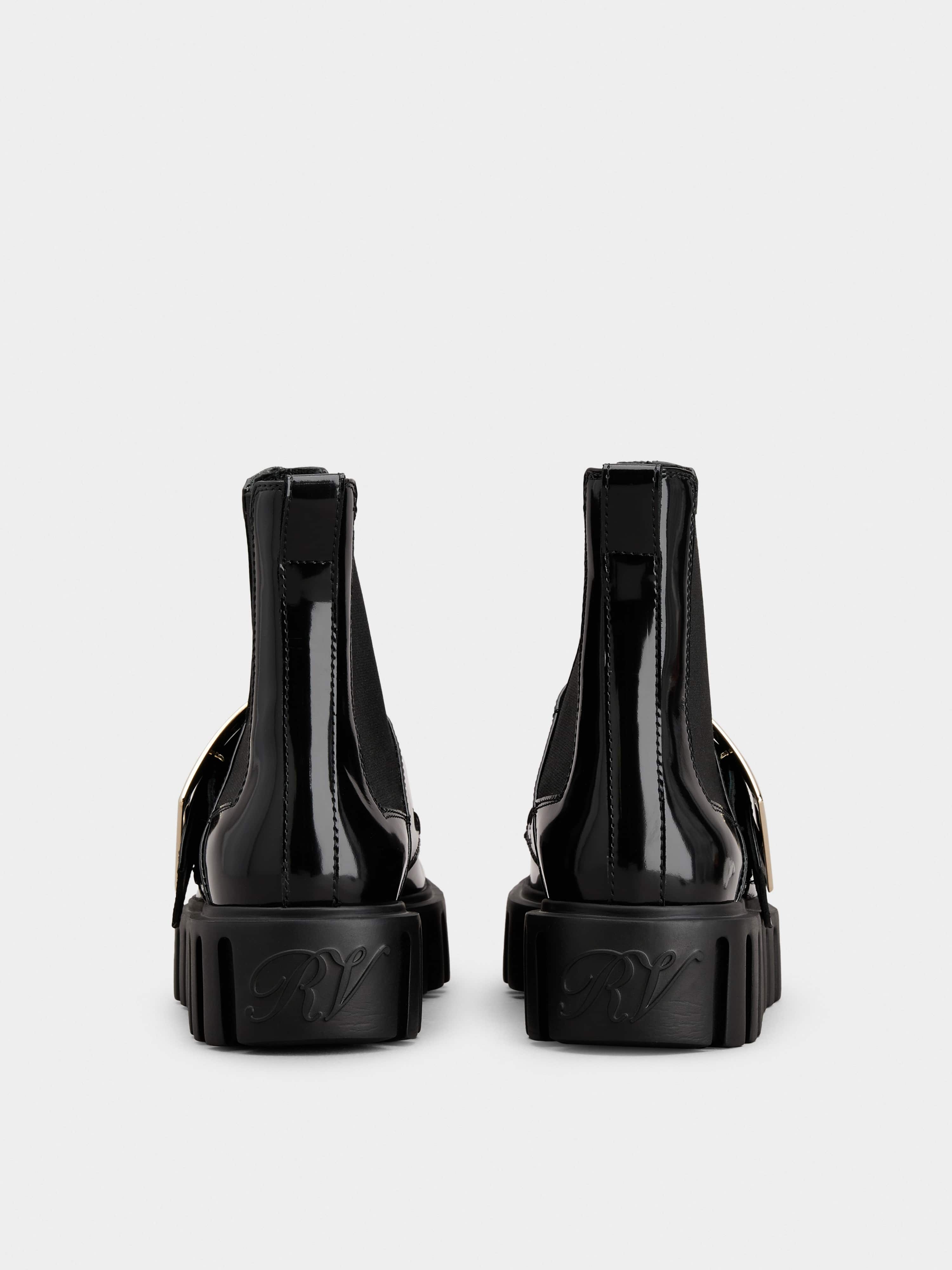Viv' Go-Thick Metal Buckle Chealsea Ankle Boots in Patent Leather - 5