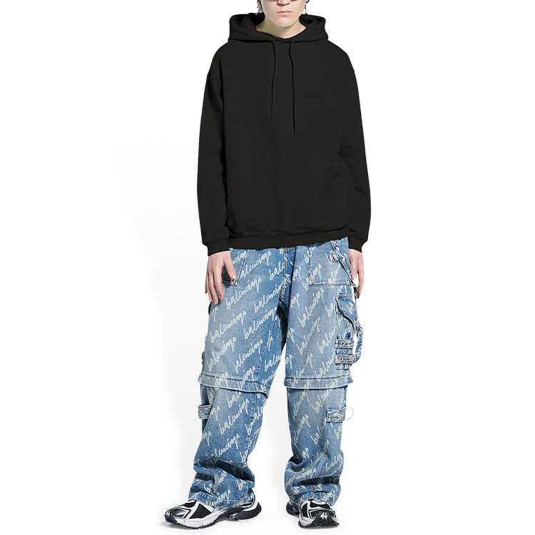 Balenciaga Logo Hoodie Medium Fit 'Washed Black' 600583TLVB81146 - 3