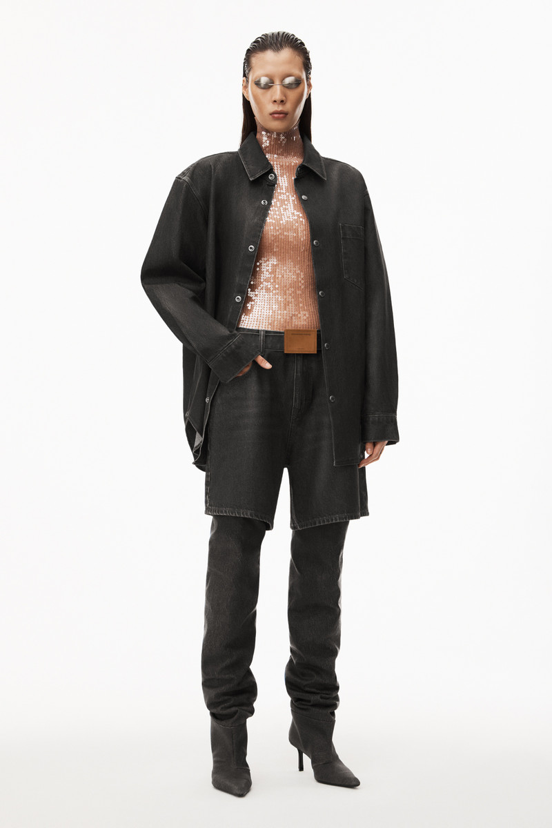 Alexander Wang OVERSIZED JEAN SHORTS IN COATED DENIM outlook