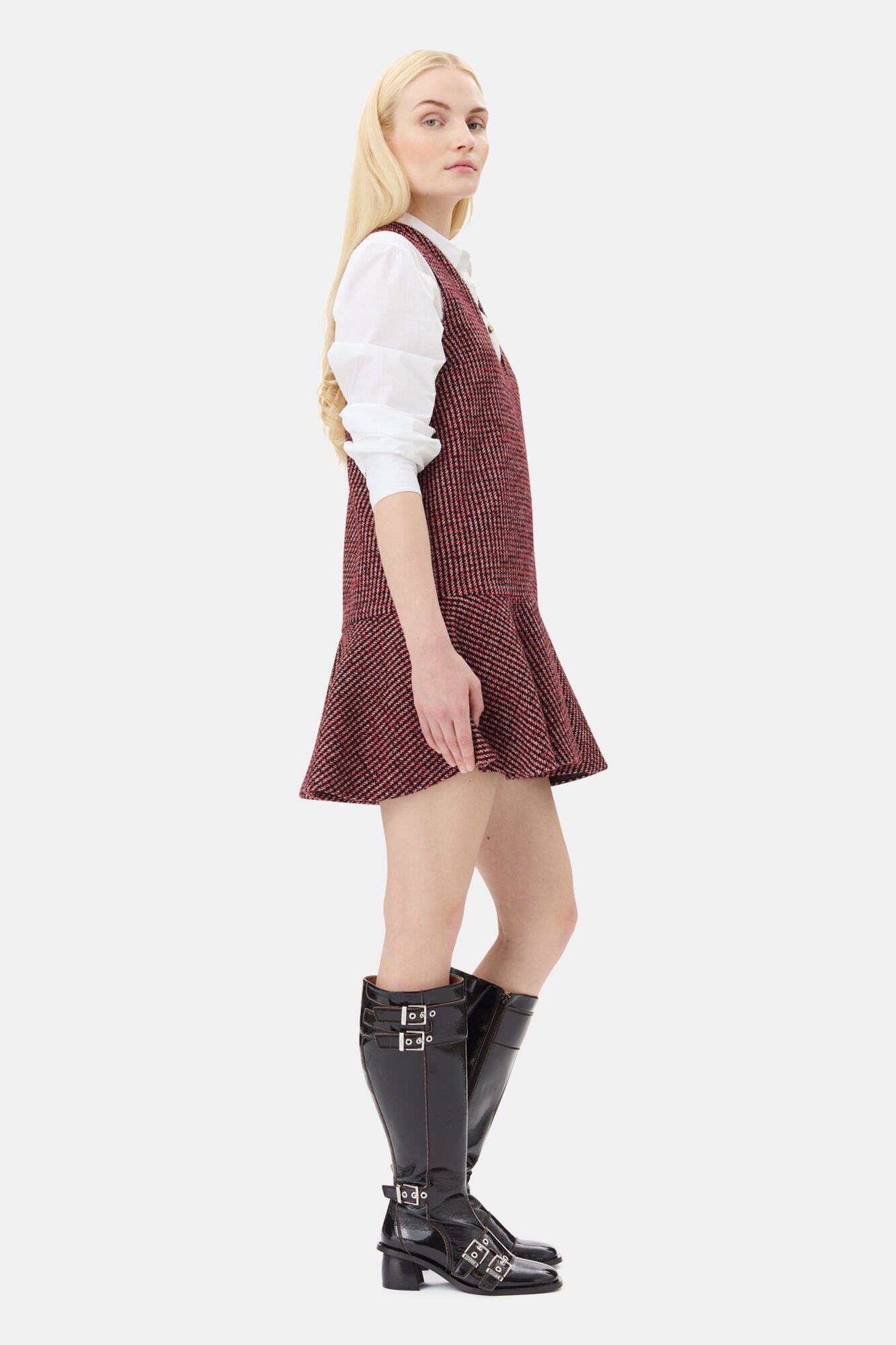 RED CHECK MINI DRESS - 4