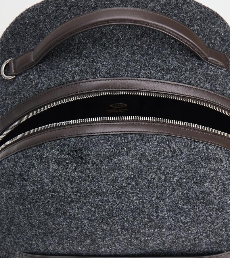 BACKPACK IN FELT AND LEATHER MEDIUM - GREY, BROWN 4