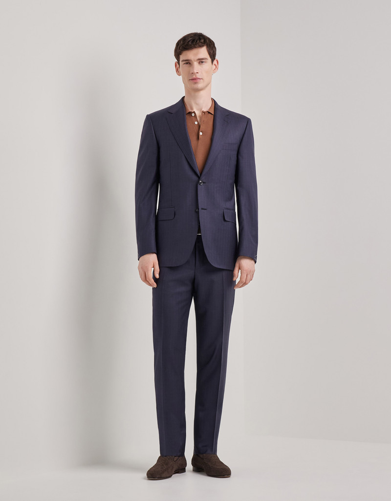 LIGHT BLUE DENIM-EFFECT WOOL REGULAR-FIT SUIT 57