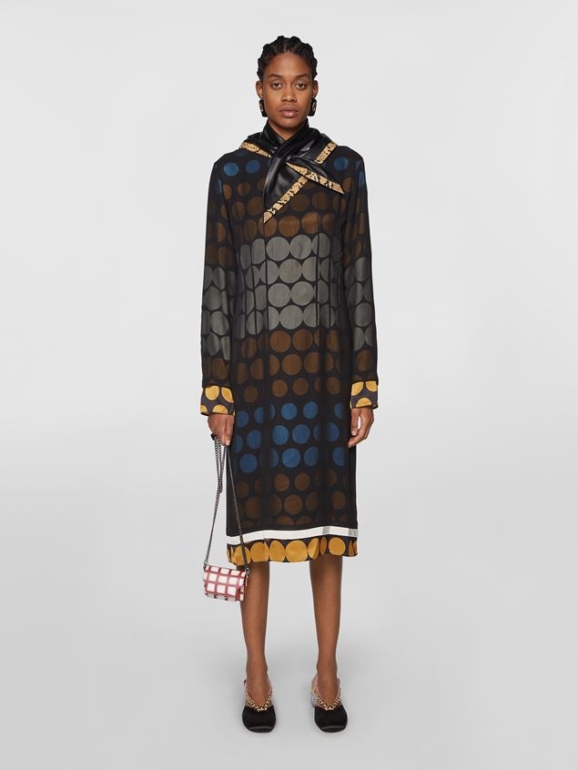 GEORGETTE SILK DRESS WITH LONG POP POIS PRINT LINING - 2