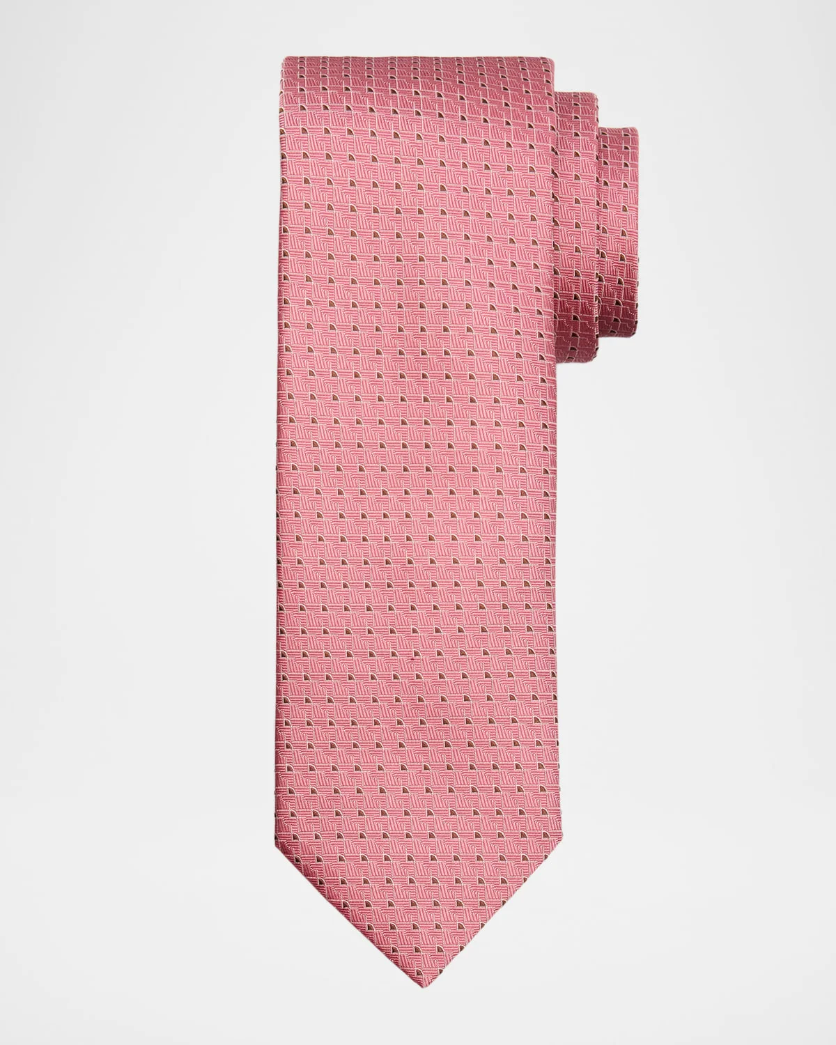 Men's Micro-Geometric Jacquard Silk Tie - 1