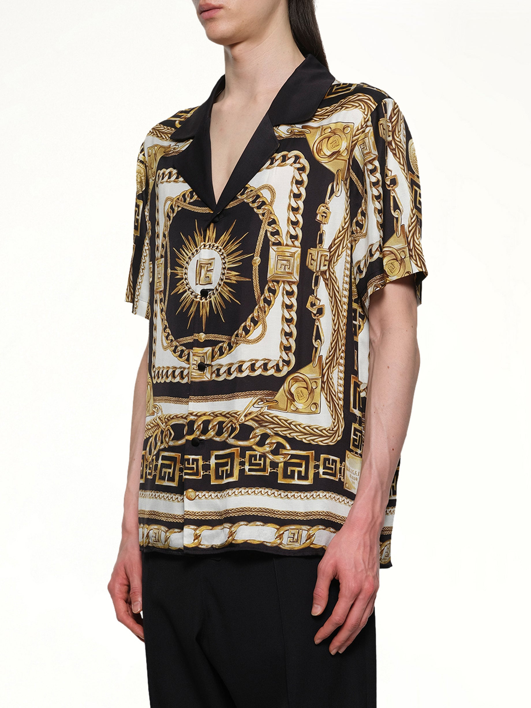 Foulard Print Shirt in Black/White/Gold - 3