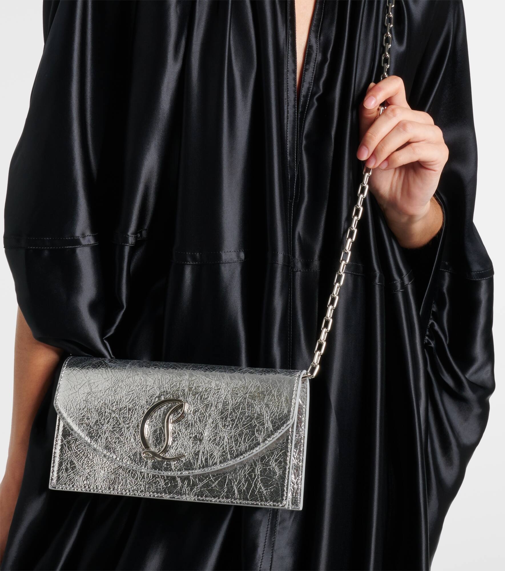 Loubi54 metallic leather clutch - 6