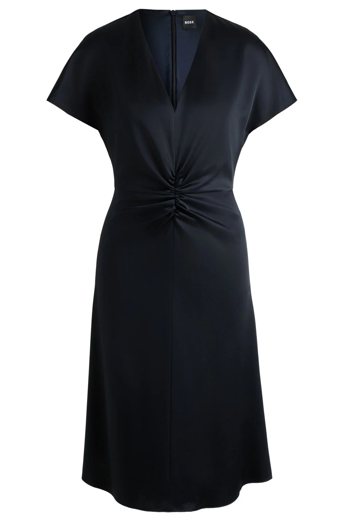 V-NECK DRESS WITH GATHERED WAISTBAND - 1