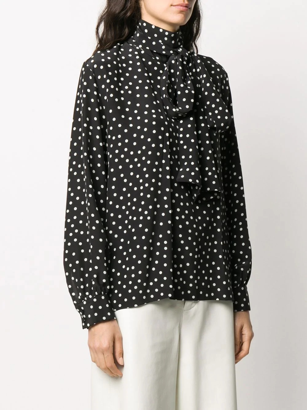 pussy-bow polka-dot shirt - 3