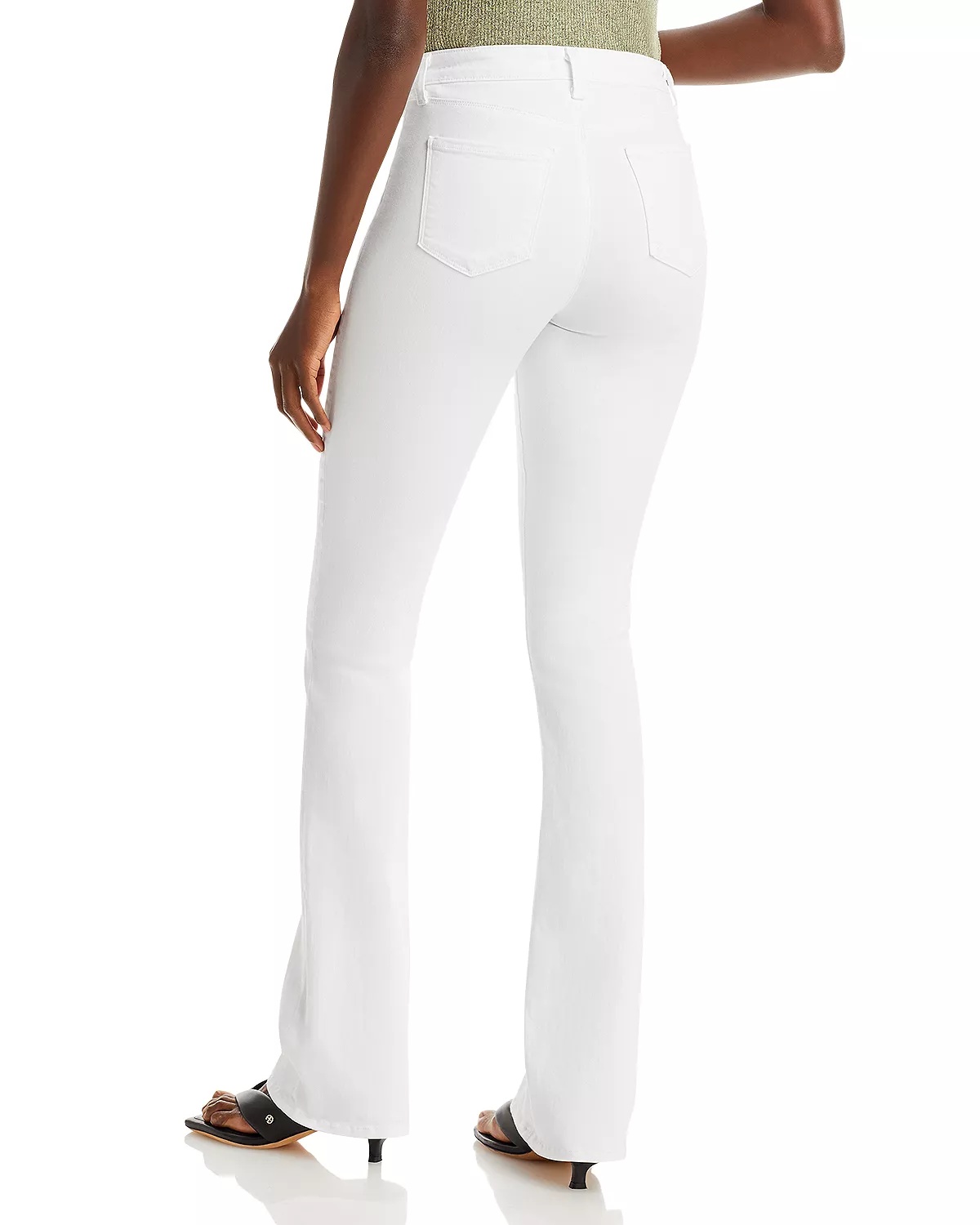 Selma Cotton Stretch High Rise Bootcut Jeans in Blanc - 2