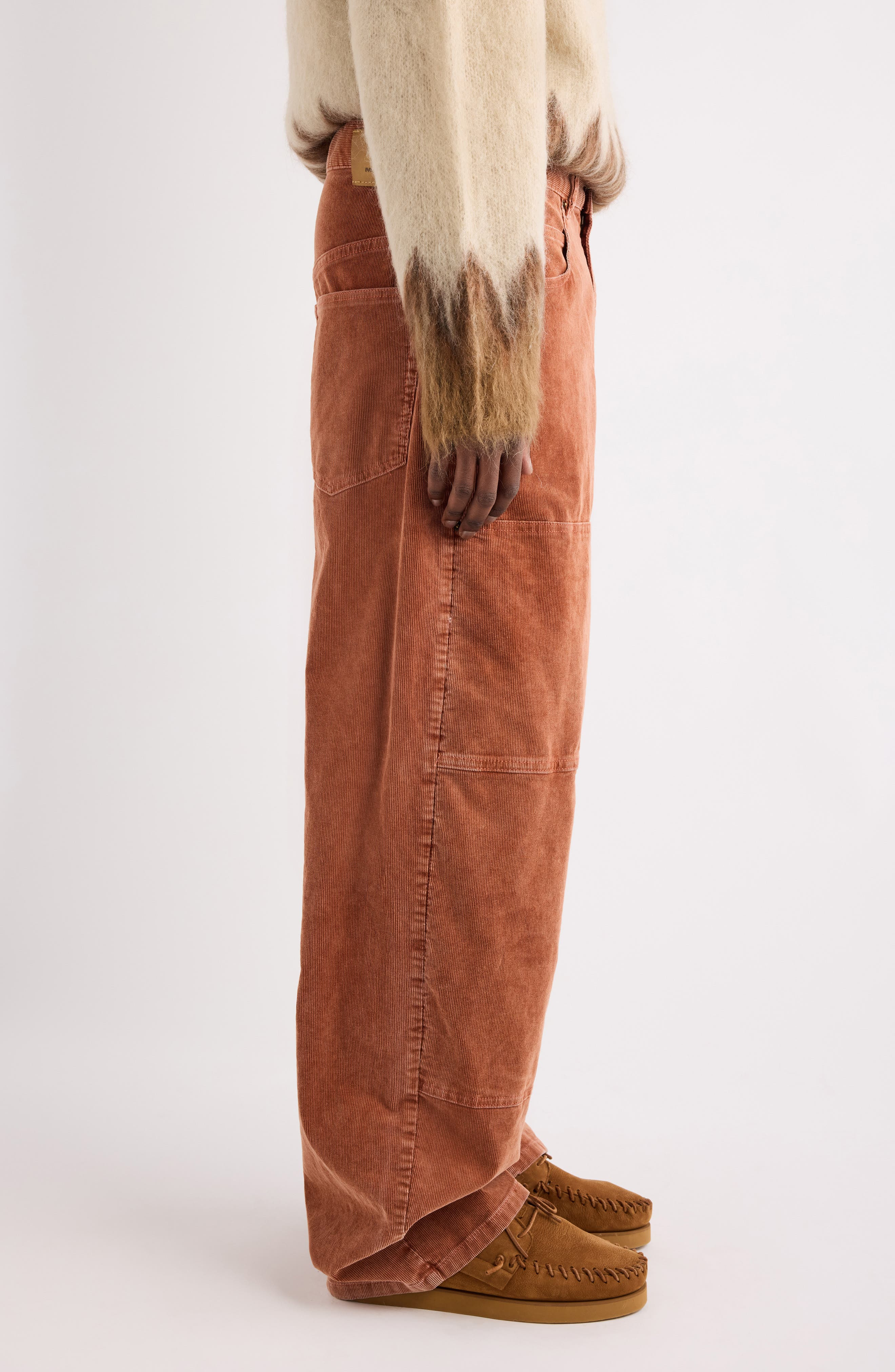 Isabel Marant Lorson Wide Leg Stretch Cotton Corduroy Pants in Rust at Nordstrom - 4