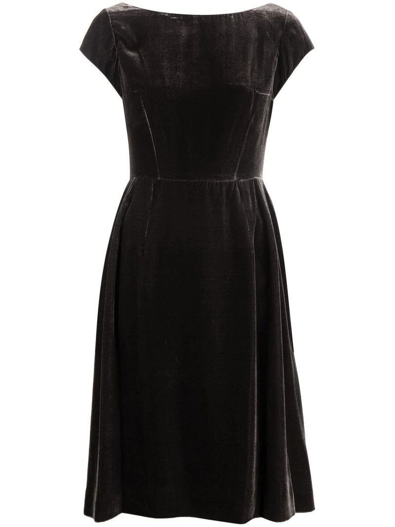 cap-sleeve velvet-effect dress 1