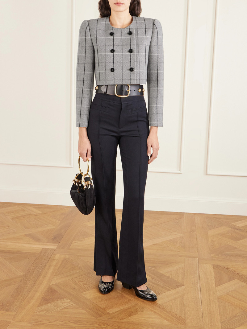 Chloé Cropped Double-breasted Checked Wool Jacket outlook