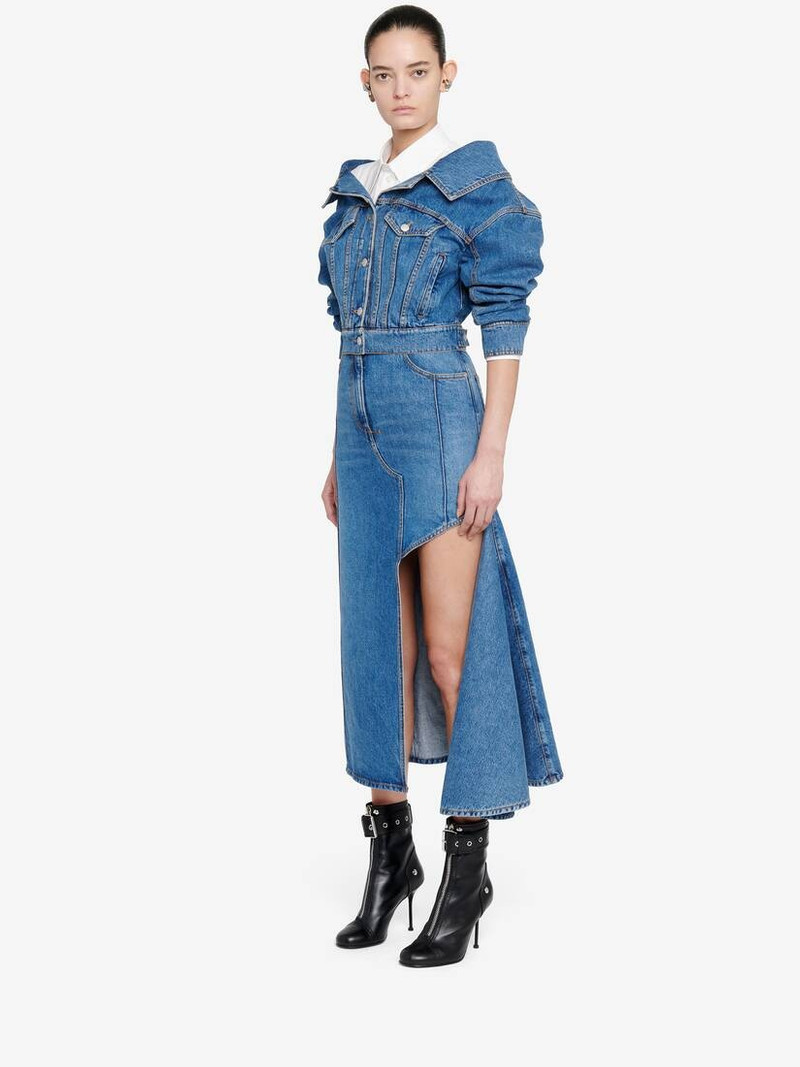 Women's Slashed Denim Pencil Skirt 에 돌 Washed 6