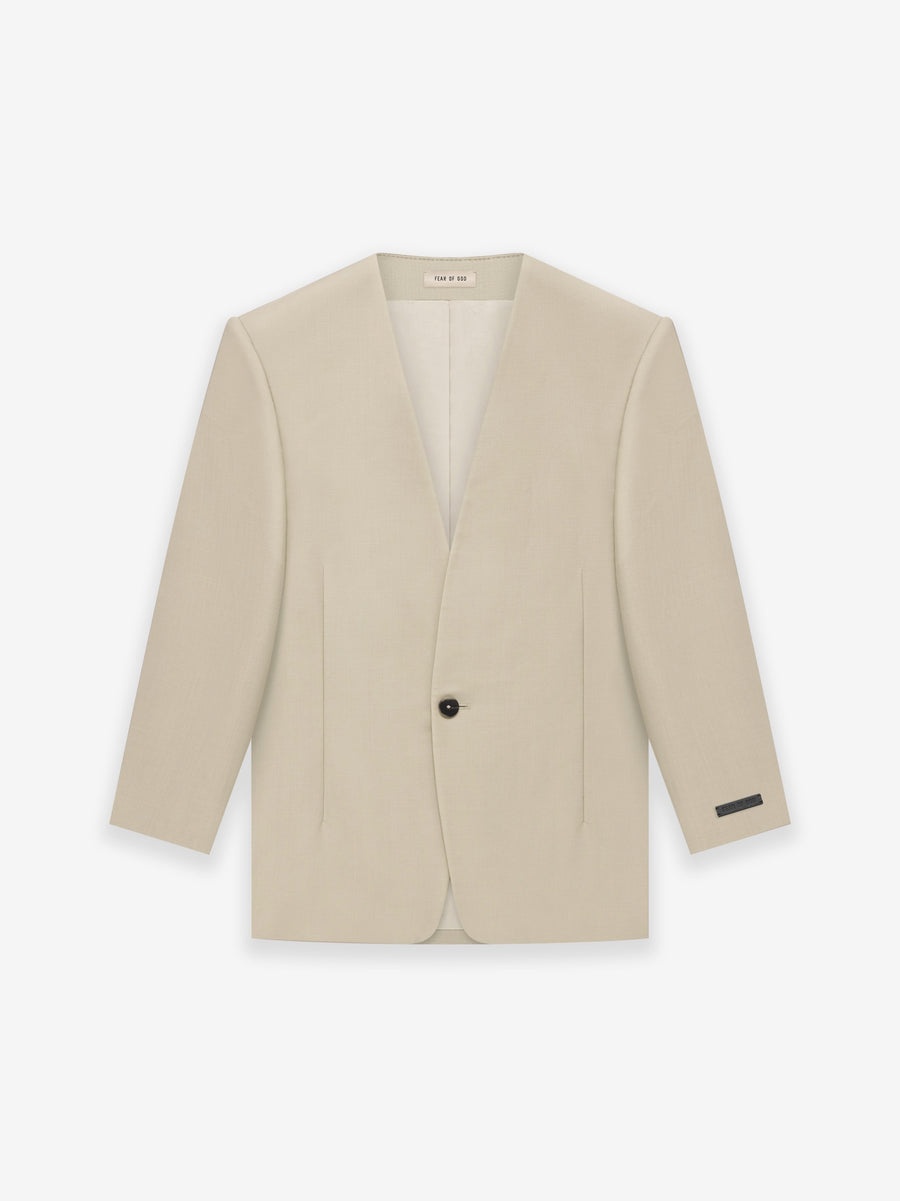 Wool Mohair Lapelless Jacket - 1
