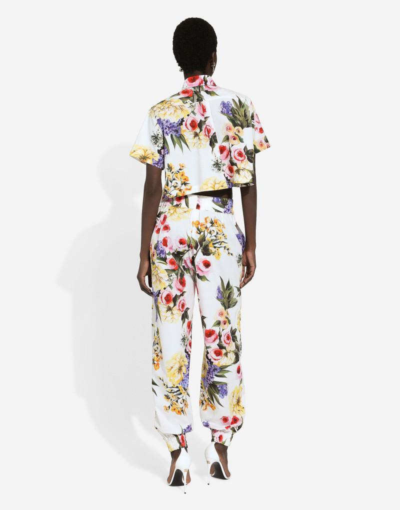Short cotton shirt with garden print 3