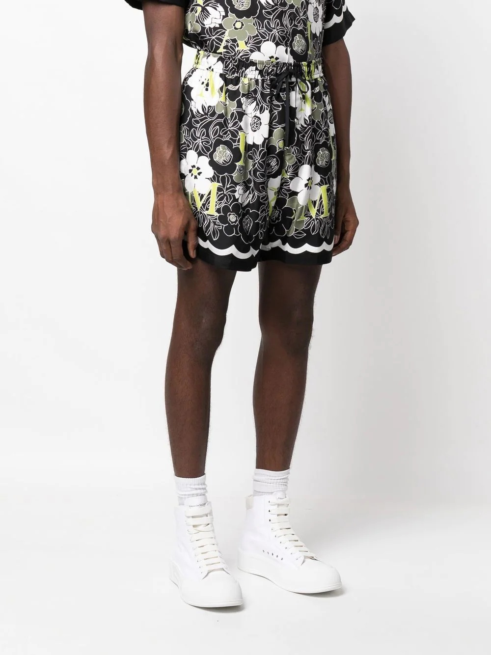 floral print silk shorts - 3