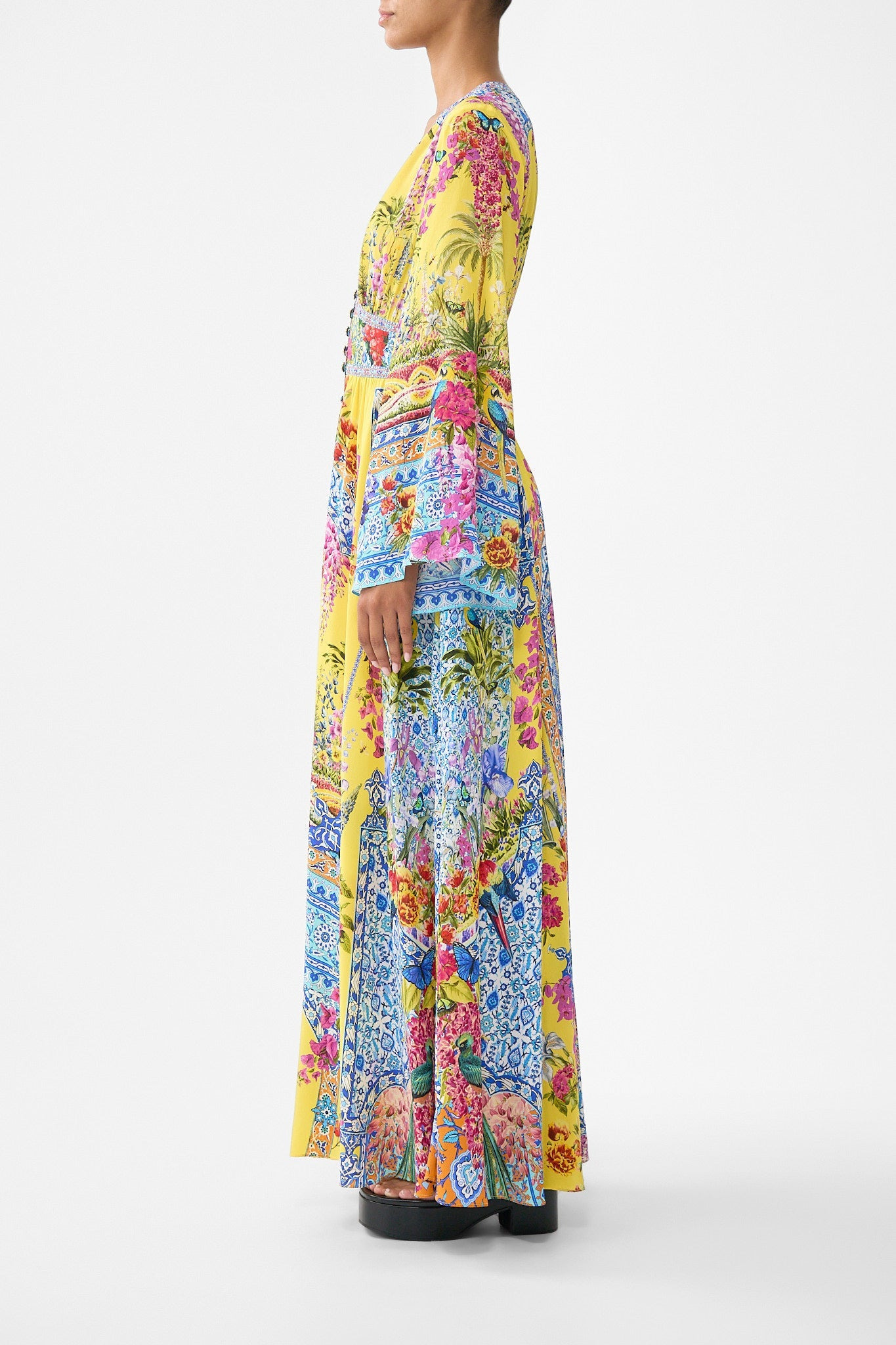 KIMONO SLEEVE DRESS WITH SHIRRING DETAIL - 4