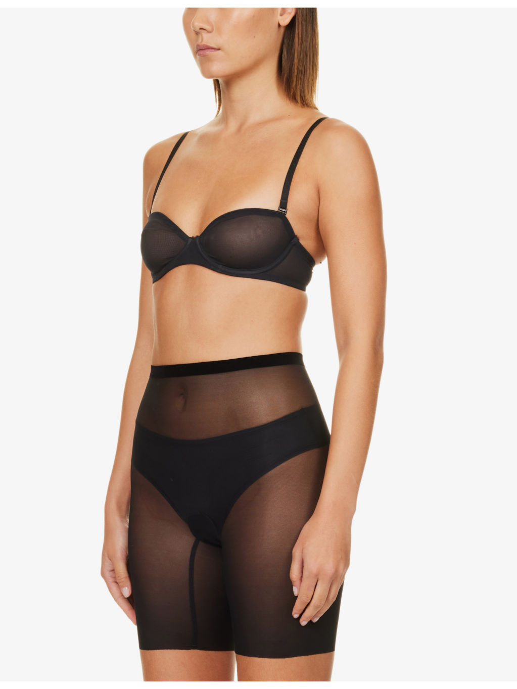 Semi-sheer high-rise stretch-tulle shorts - 3