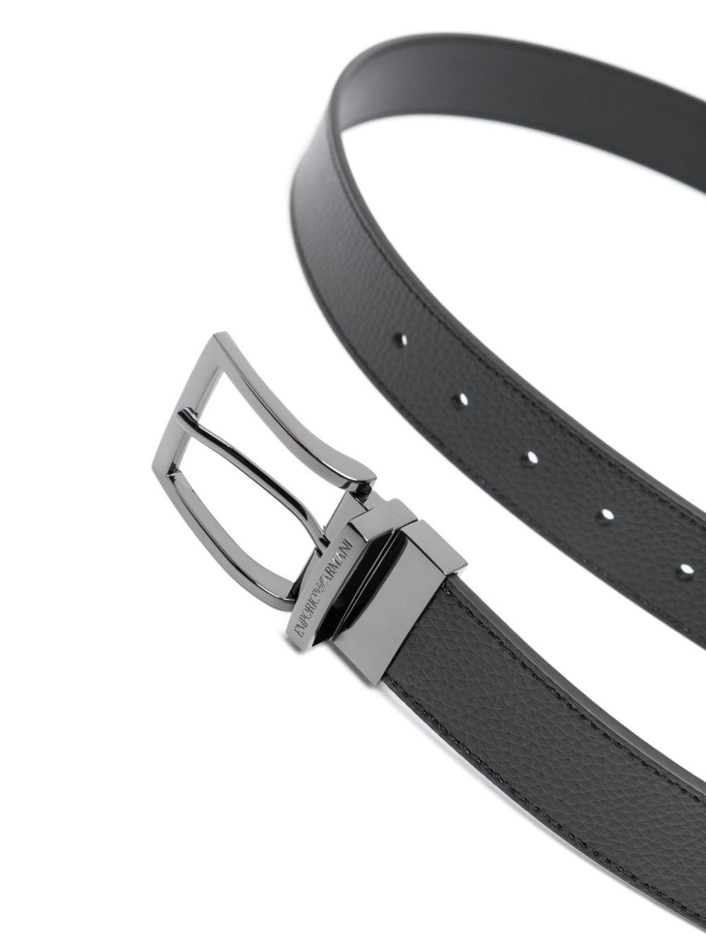 grained leather belt - 2