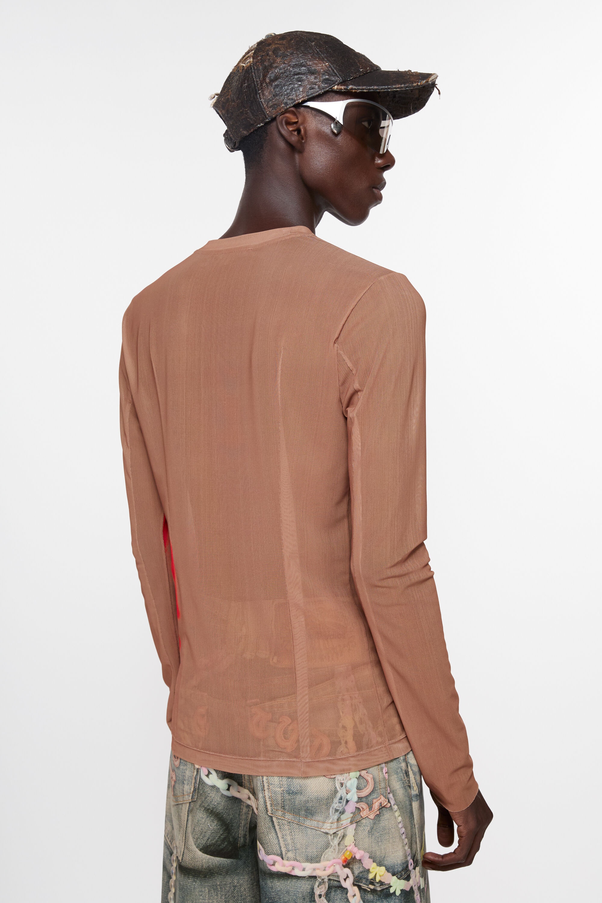 Long sleeve t-shirt sprayed logo - Taupe beige - 3
