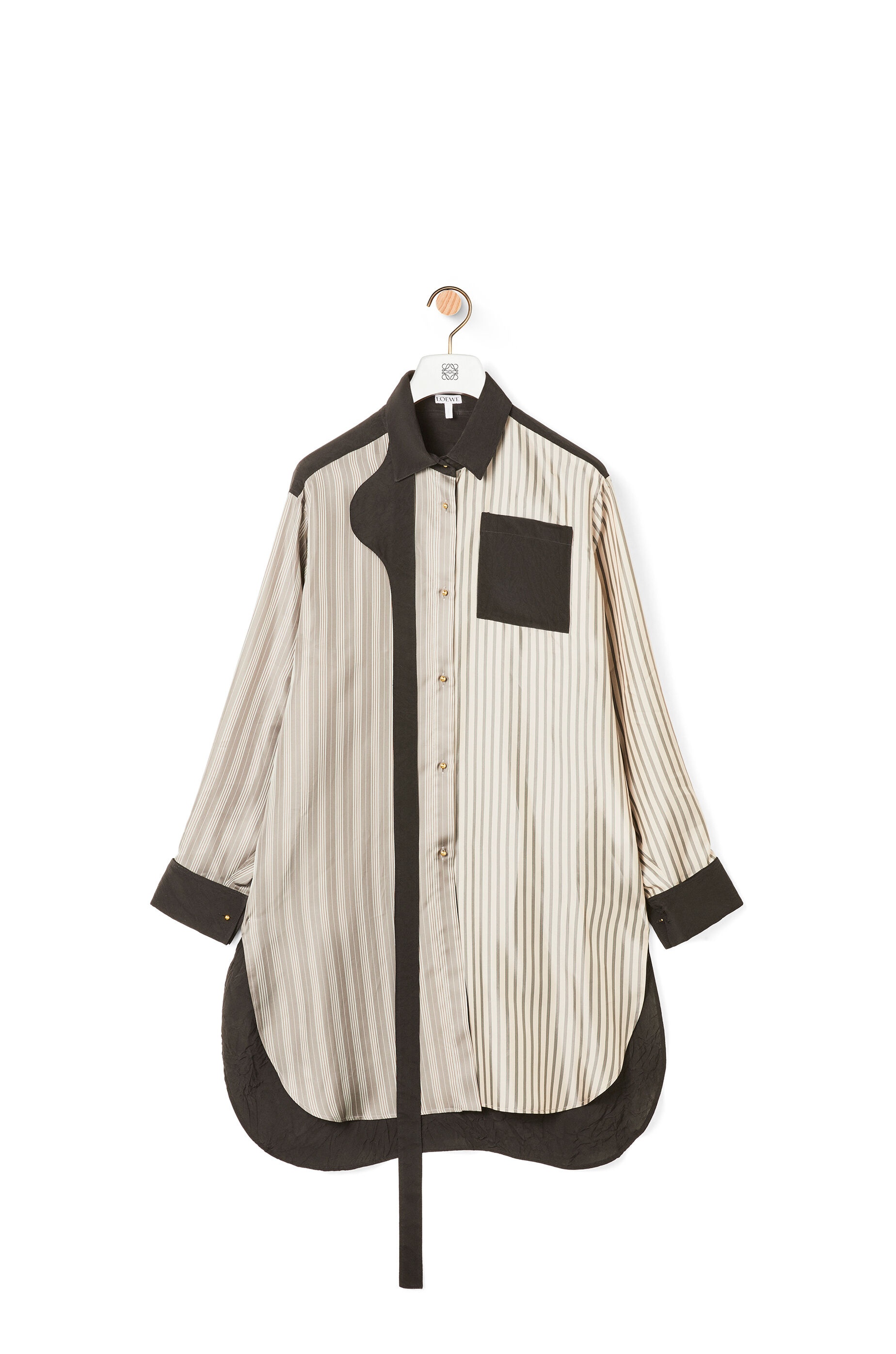 Patchwork blouse in striped cupro and viscose - 1