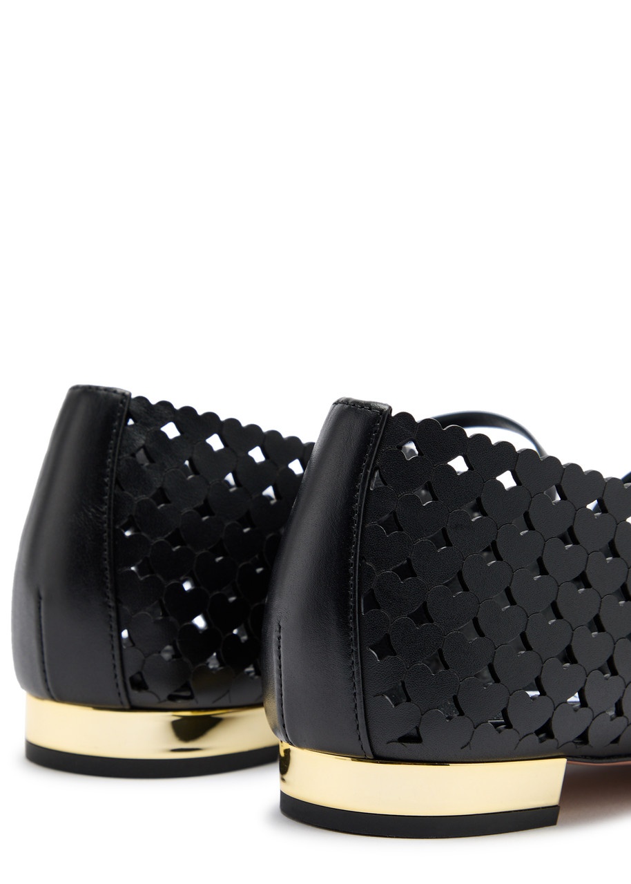 Aquazzura Amourose 10 Laser-cut Leather Flats - 4