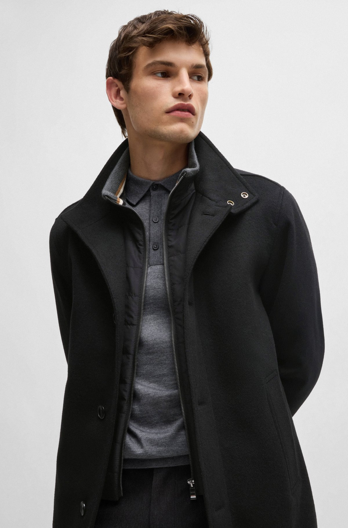 RELAXED-FIT SHORT COAT IN WOOL AND CASHMERE - 6