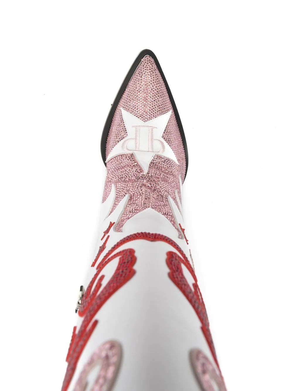 Cowboy 100mm rhinestone-mebellihsed boots - 4