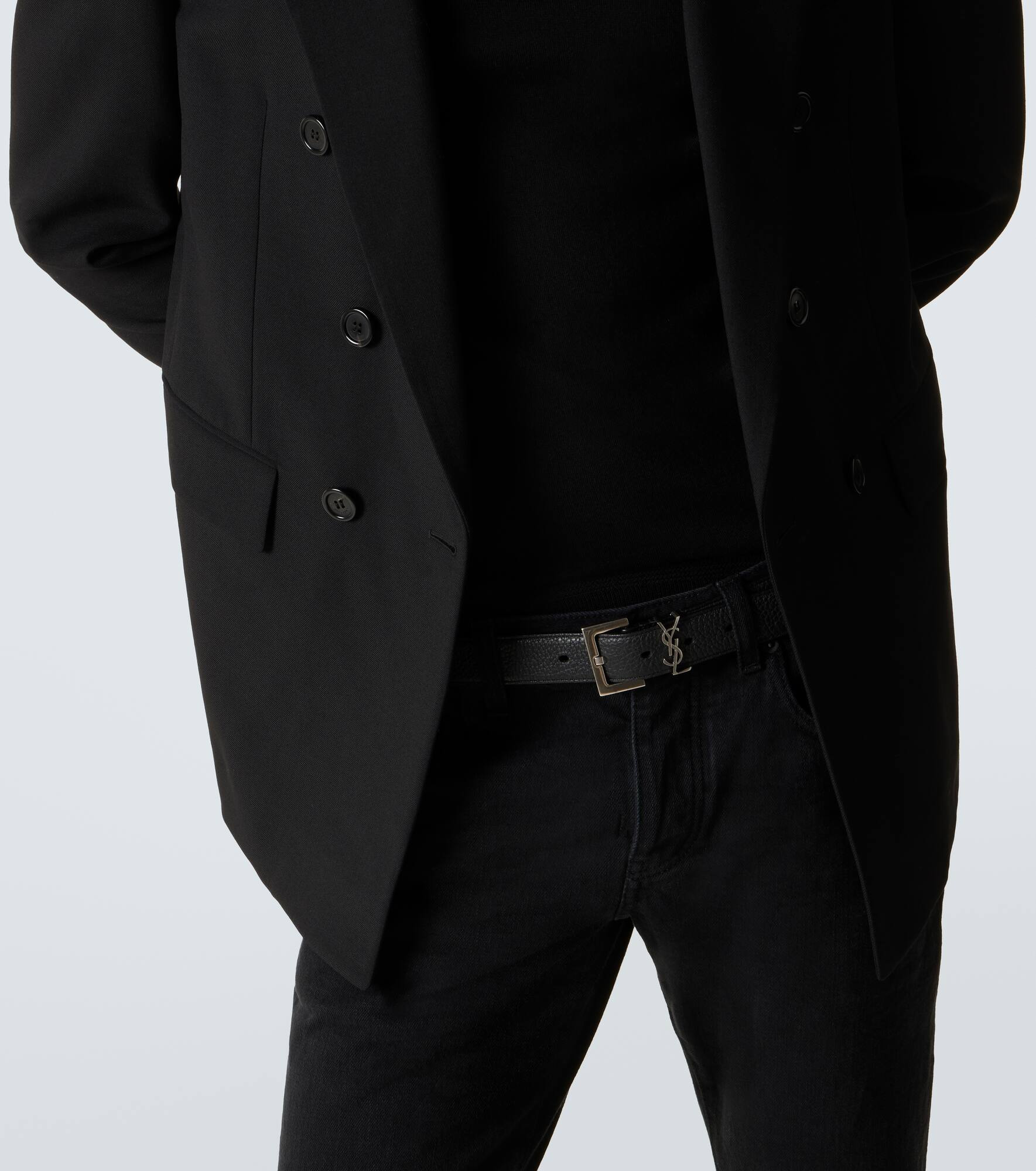Slim grained leather belt - 2