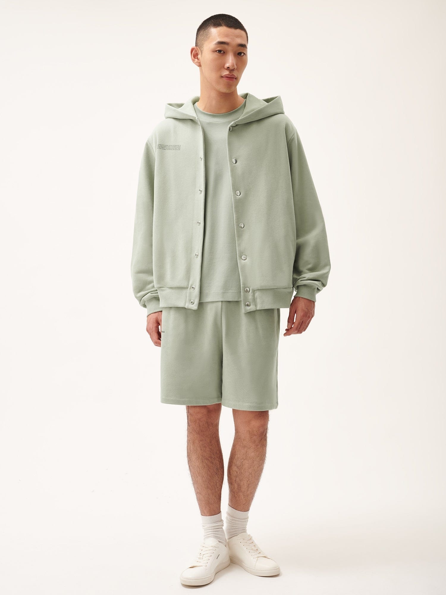 Mens 365 Midweight Snap Button Hoodie - Moss Green - 4