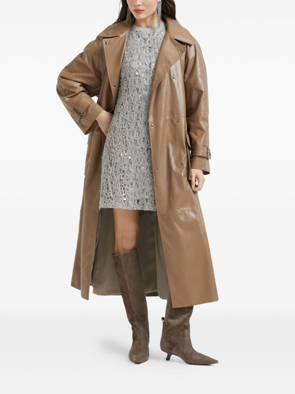 leather trench coat - 3