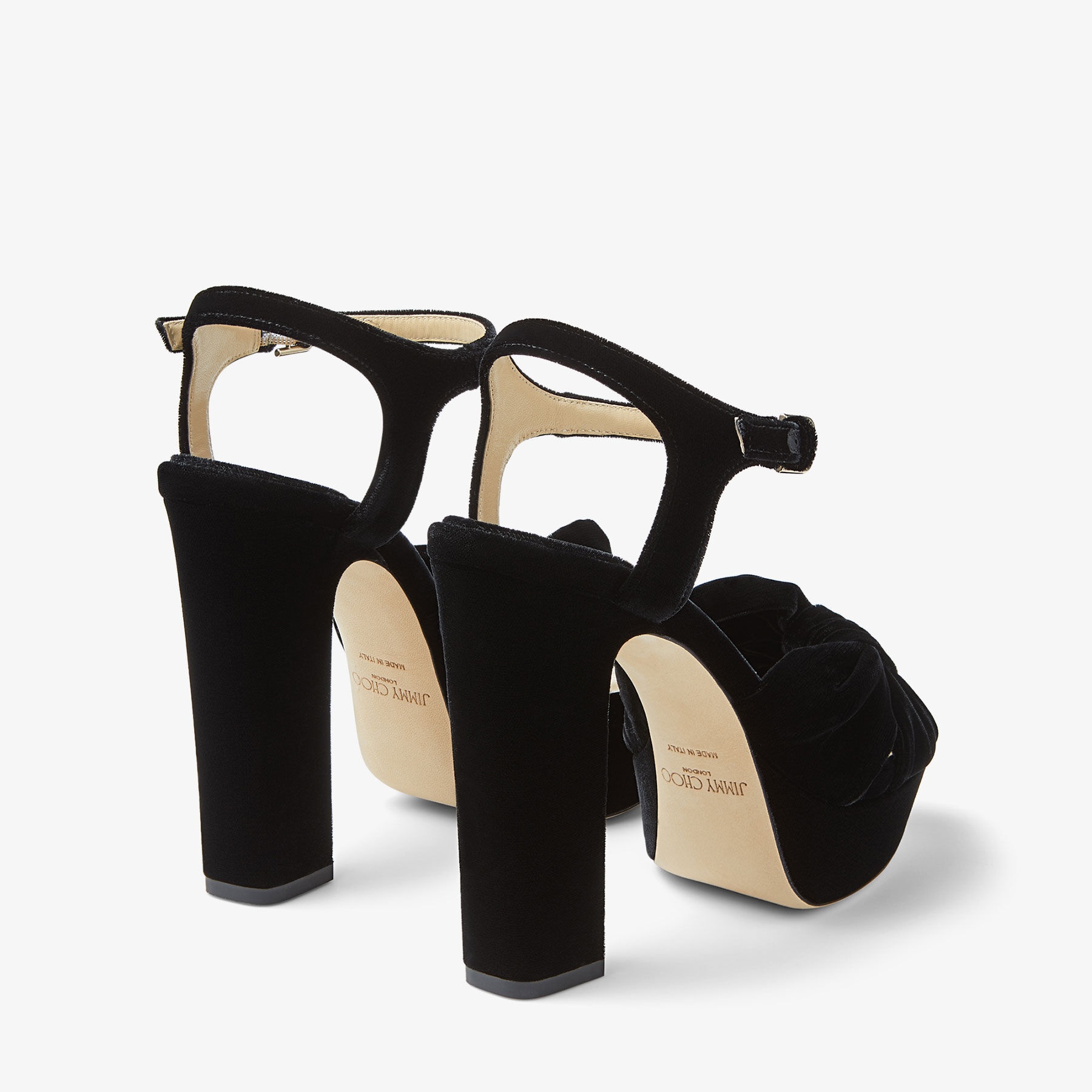 Heloise 120
Black Velvet Platform Sandals - 5