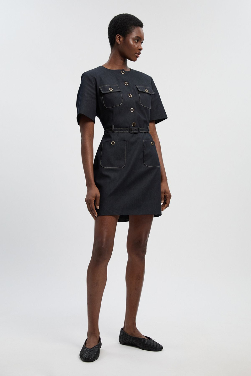 KAREN MILLEN Tailored Denim Belted Mini Dress outlook