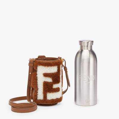 FENDI Brown FF leather flask holder outlook