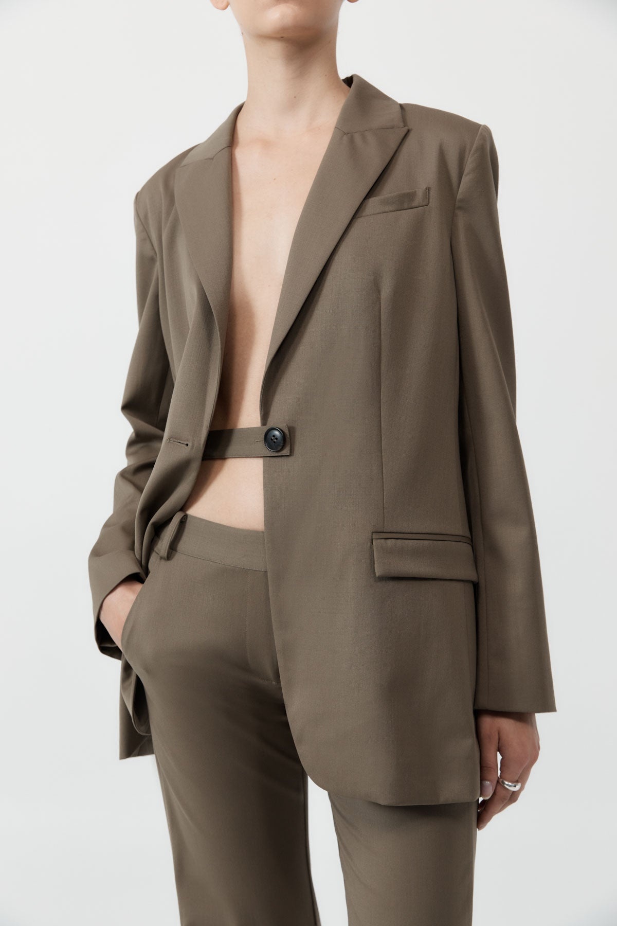 Belt Detail Blazer - Kelp - 3