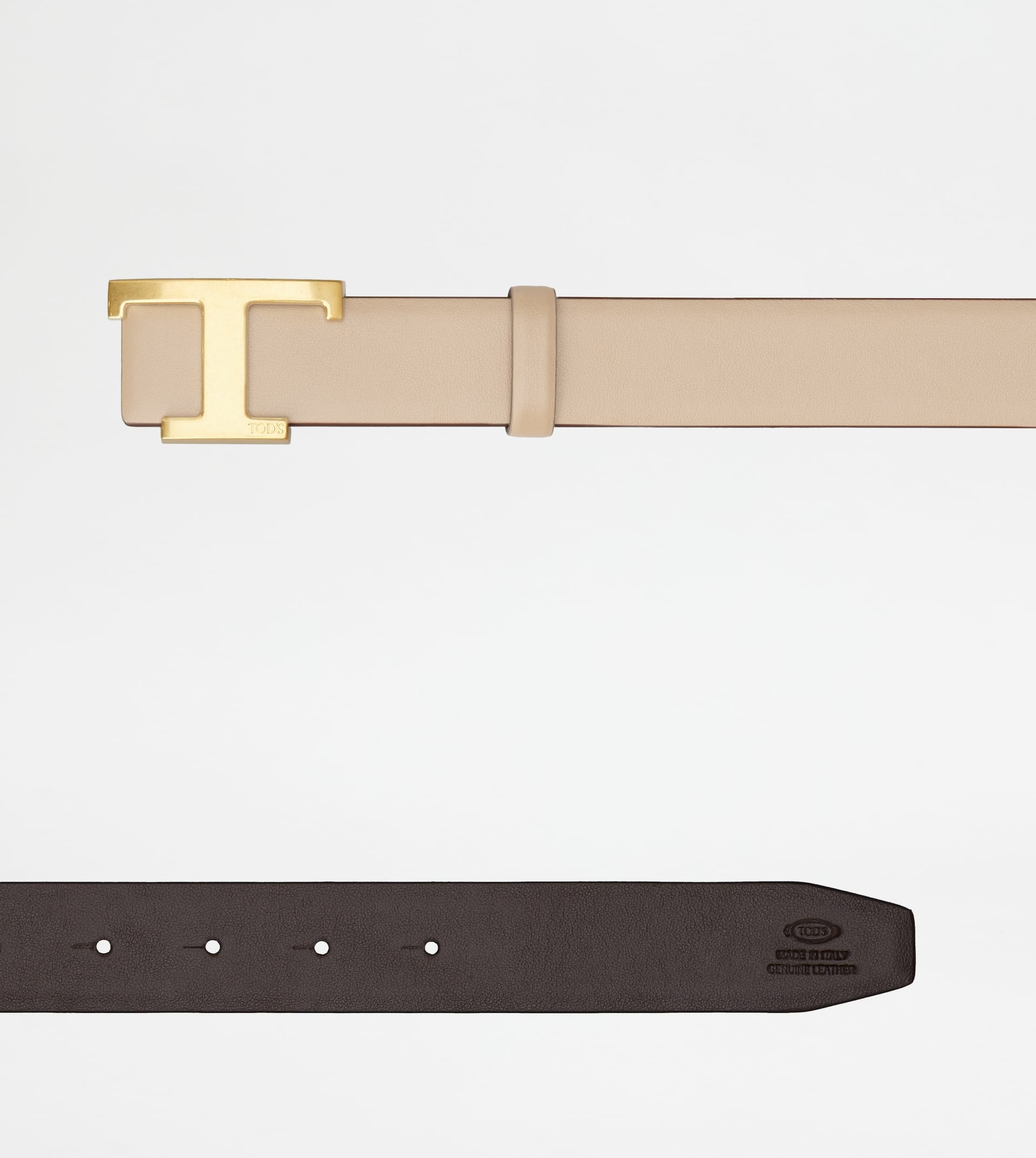 T TIMELESS REVERSIBLE BELT IN LEATHER - BROWN, NATURAL - 3