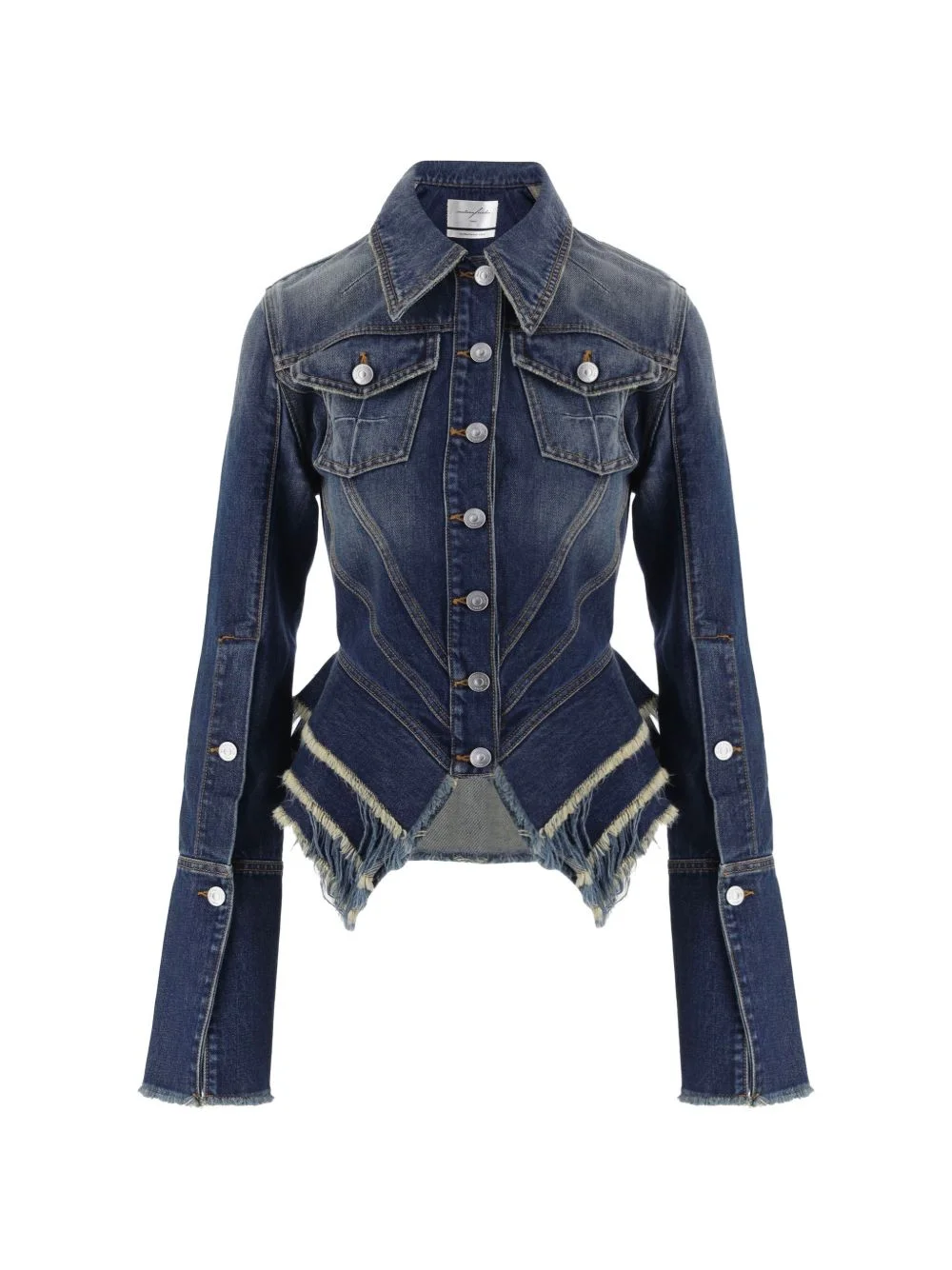 fringed peplum denim jacket - 1