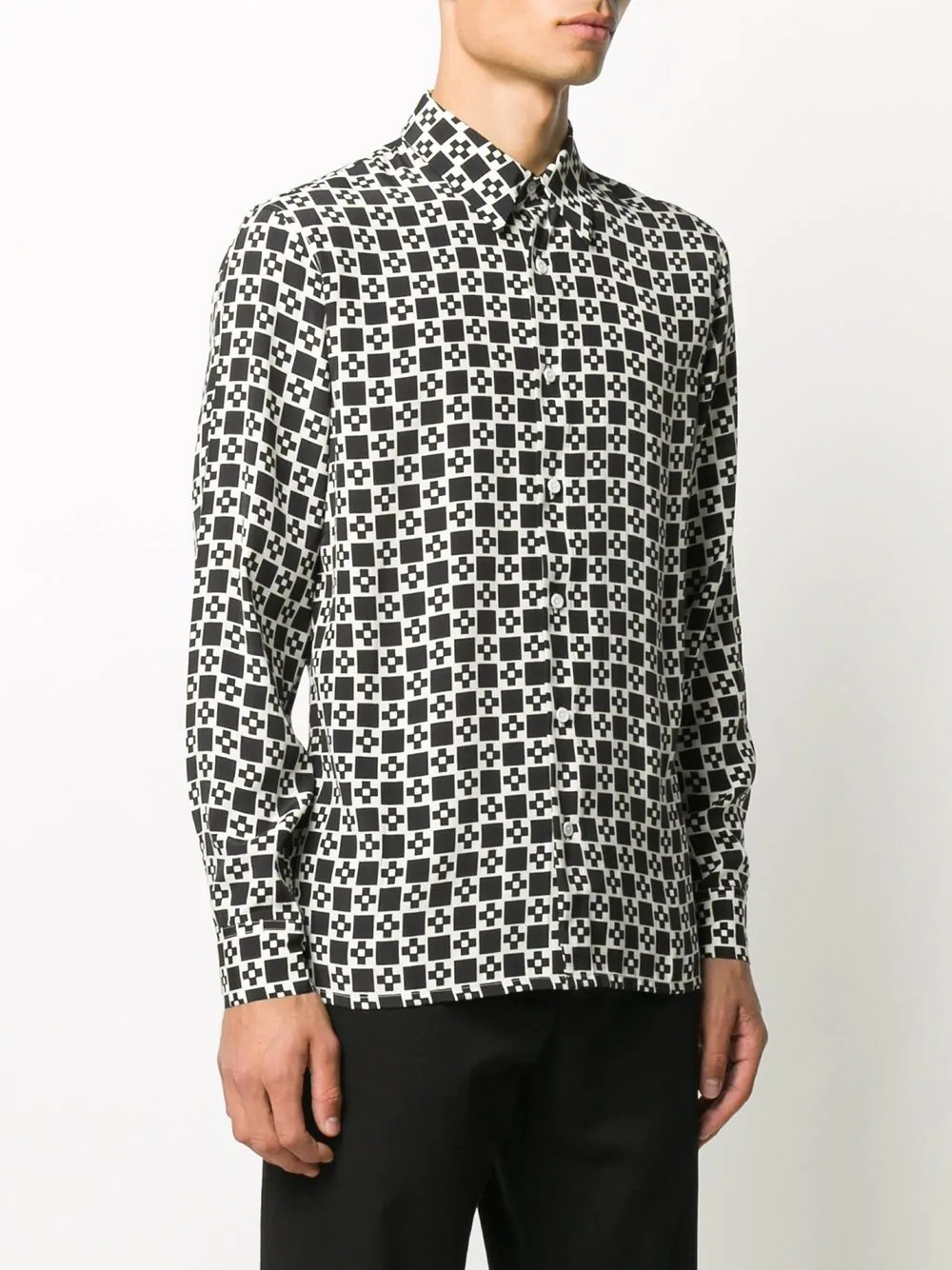 geometric-print long-sleeved shirt  - 3