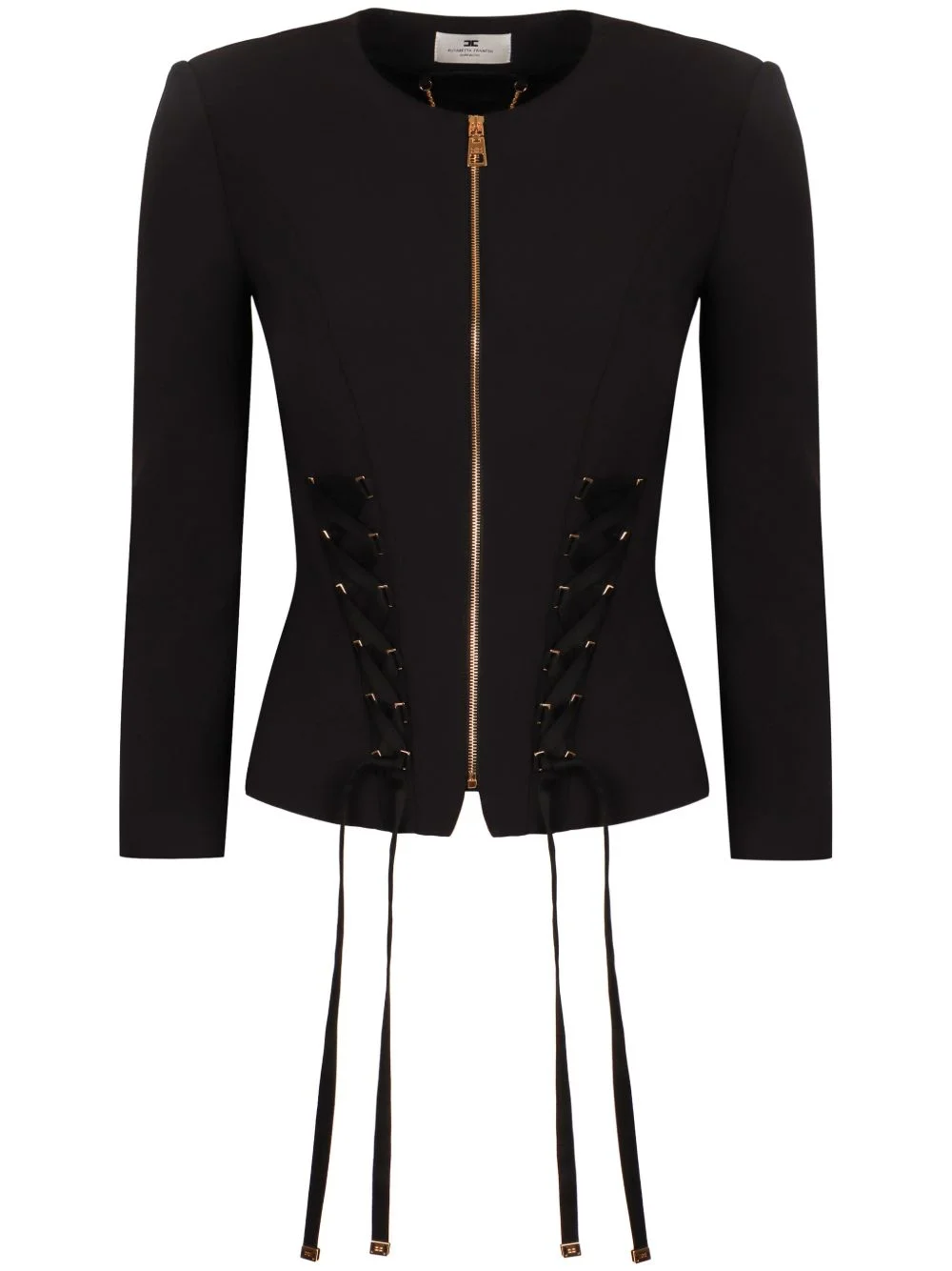 crêpe lace-up jacket - 1