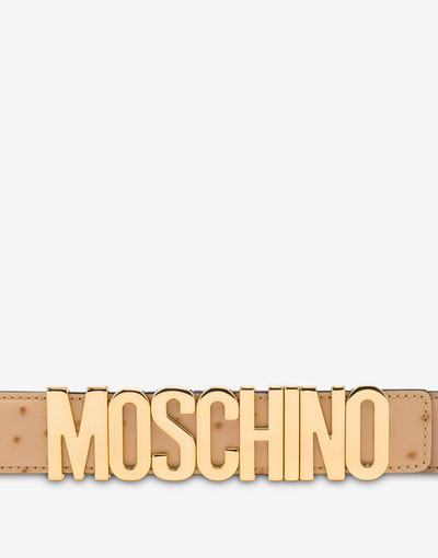 Moschino LETTERING LOGO BELT WITH OSTRICH PRINT outlook