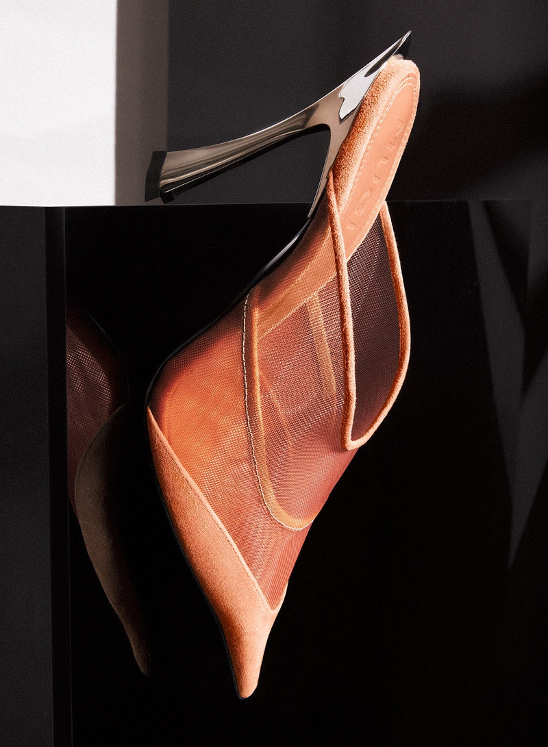 Cinnamon mesh Fang 95 mules 5